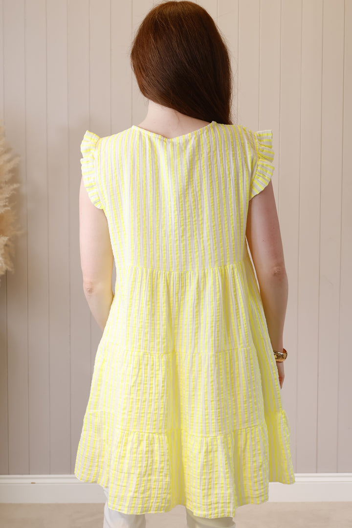 Sefora Stripe Tunic Dress Yellow