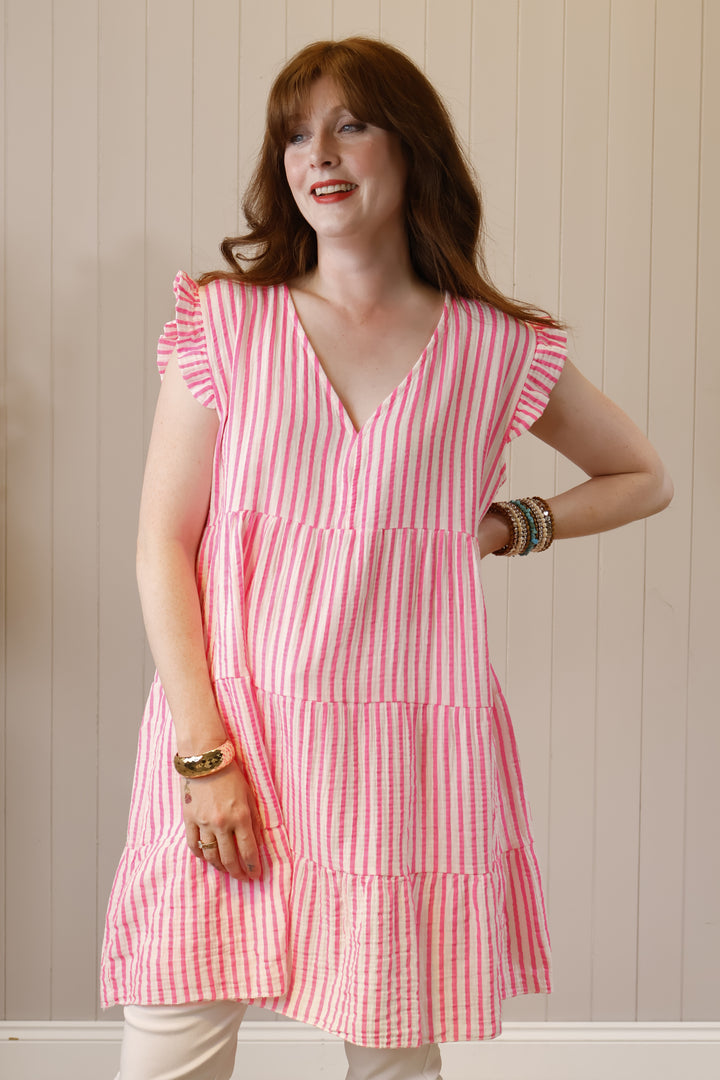 Sefora Stripe Tunic Dress Pink