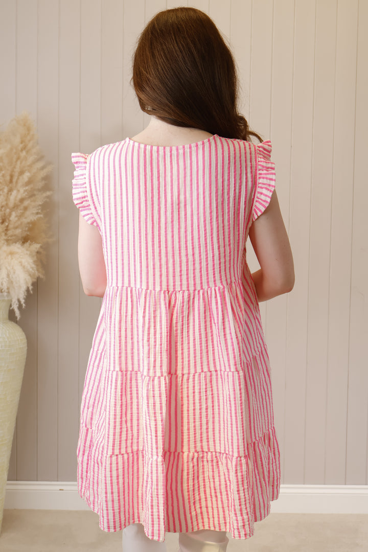 Sefora Stripe Tunic Dress Pink