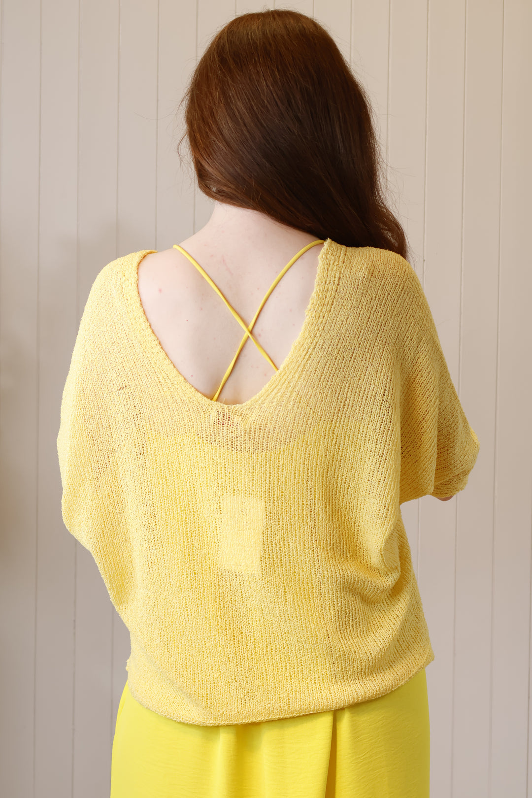 Abby V Neck layering top Lemon