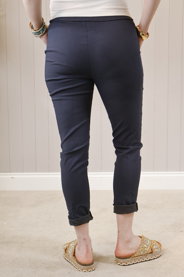 Lurex Tie Magic Pants Navy