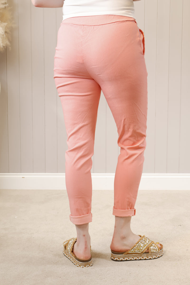 Lurex Tie Magic Pants Peach
