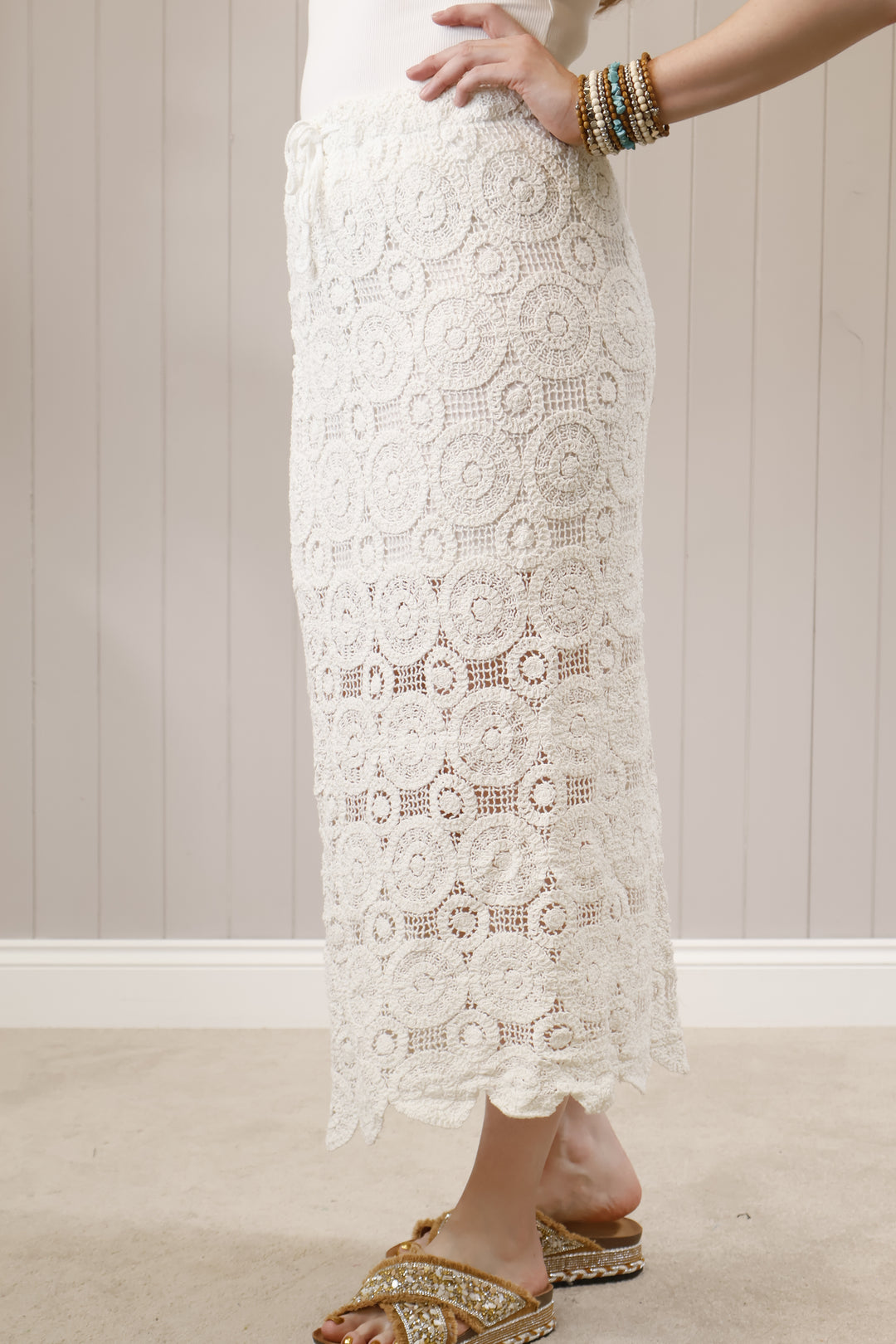 Tia crochet skirt White