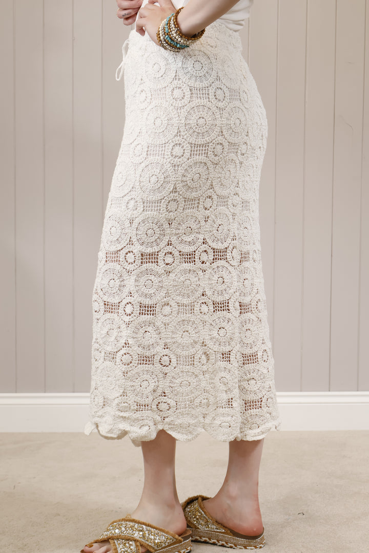 Tia crochet skirt White