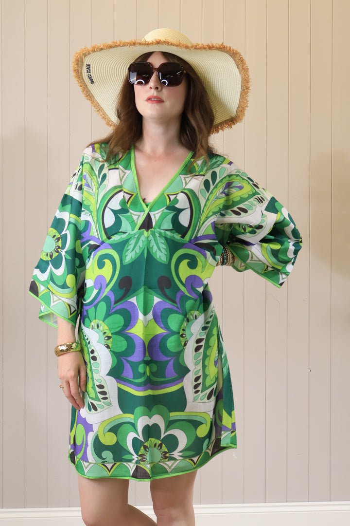 Maya Print Tunic Dress Green