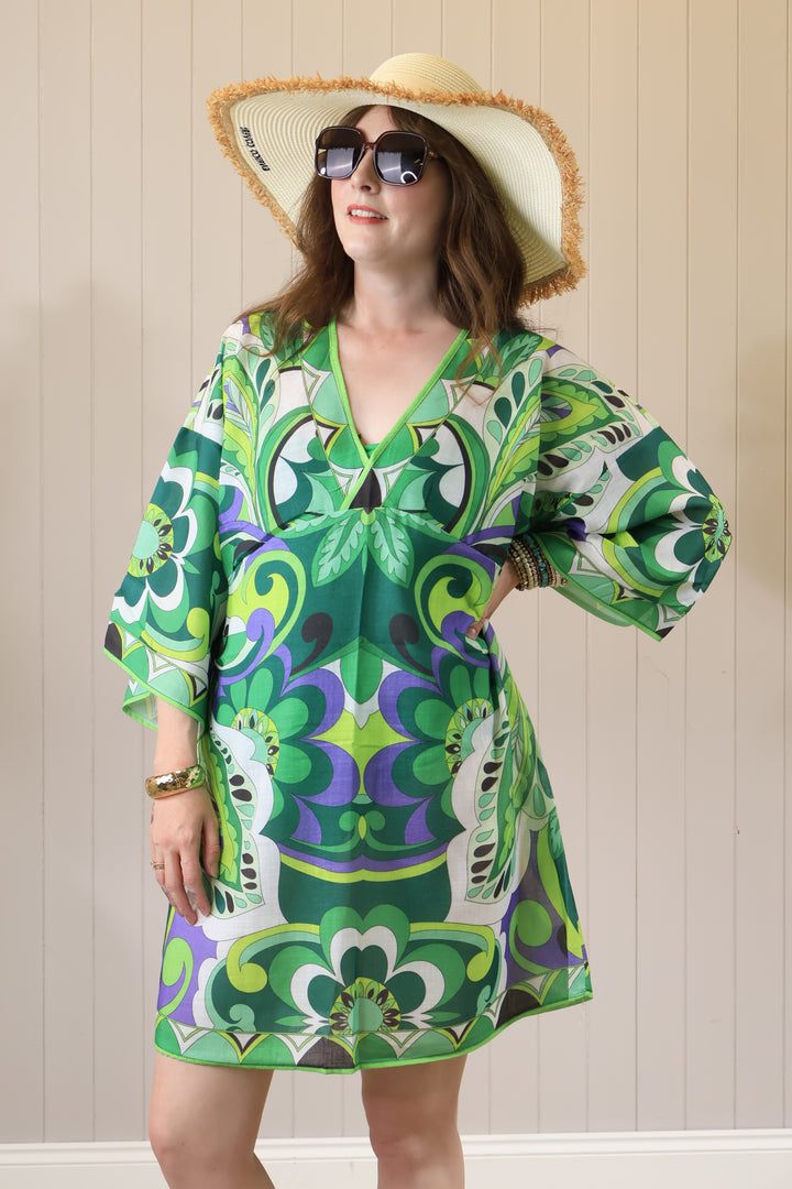 Maya Print Tunic Dress Green