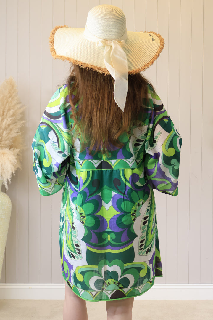 Maya Print Tunic Dress Green
