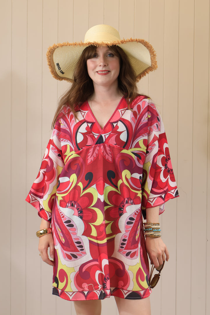 Maya Print Tunic Dress Fuchsia