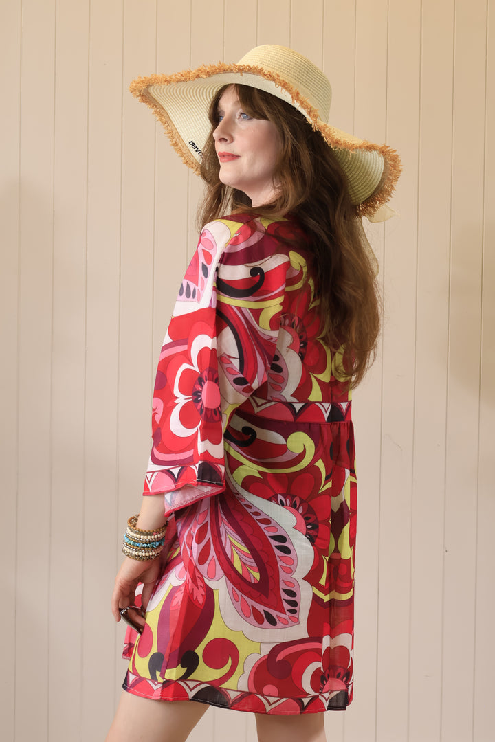 Maya Print Tunic Dress Fuchsia