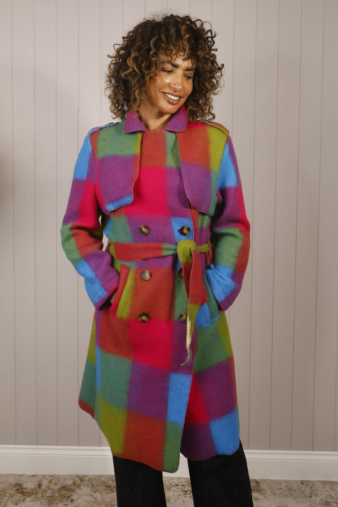 Roma Checked Coat Multi
