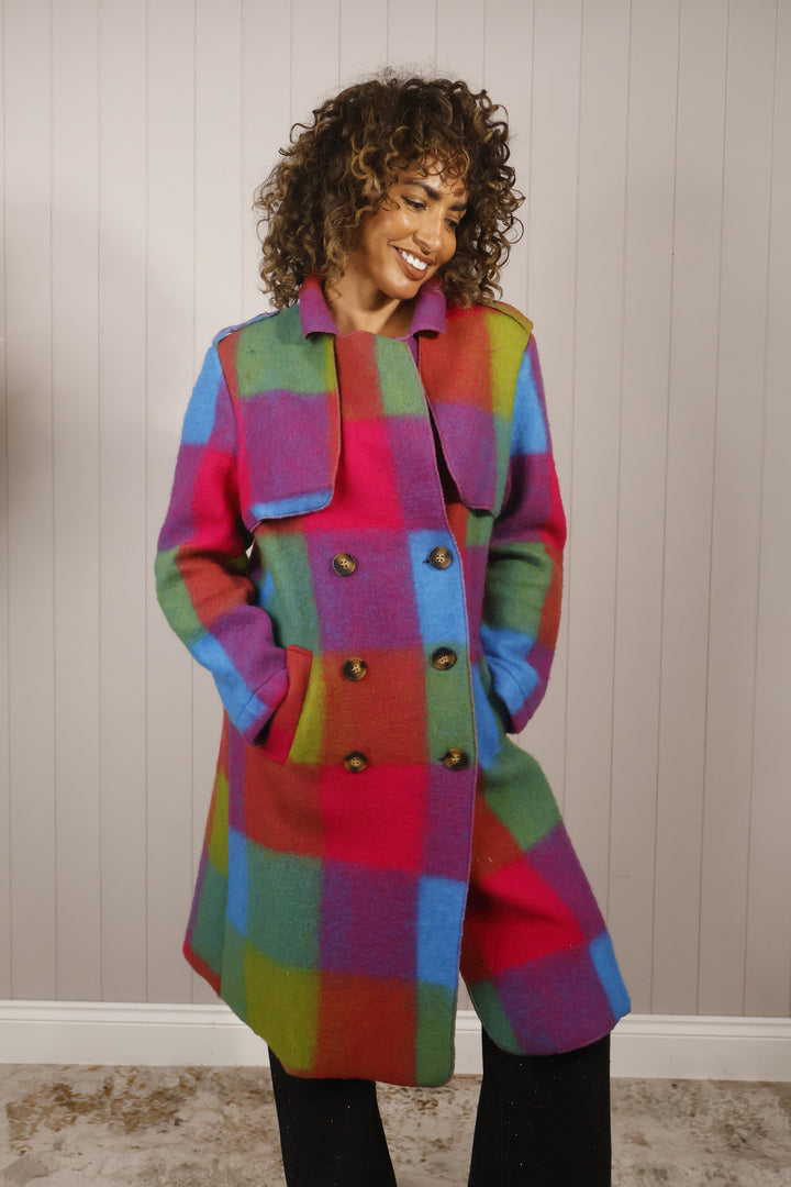 Roma Checked Coat Multi