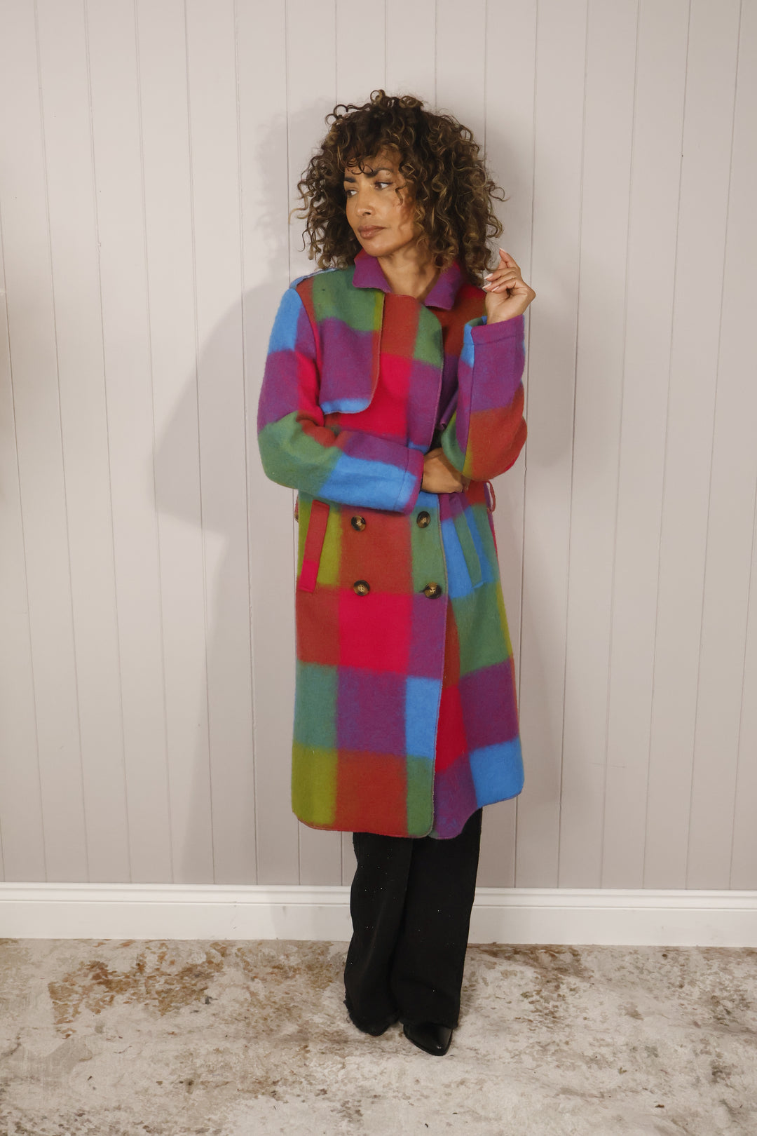 Roma Checked Coat Multi