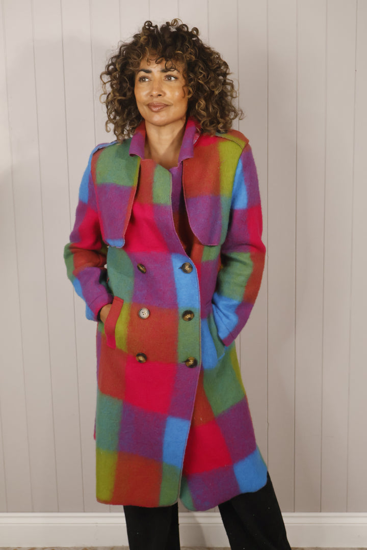 Roma Checked Coat Multi