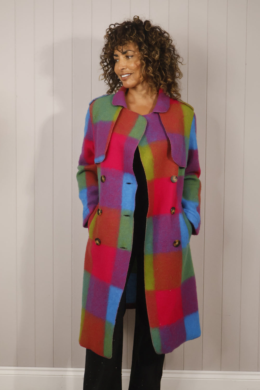 Roma Checked Coat Multi