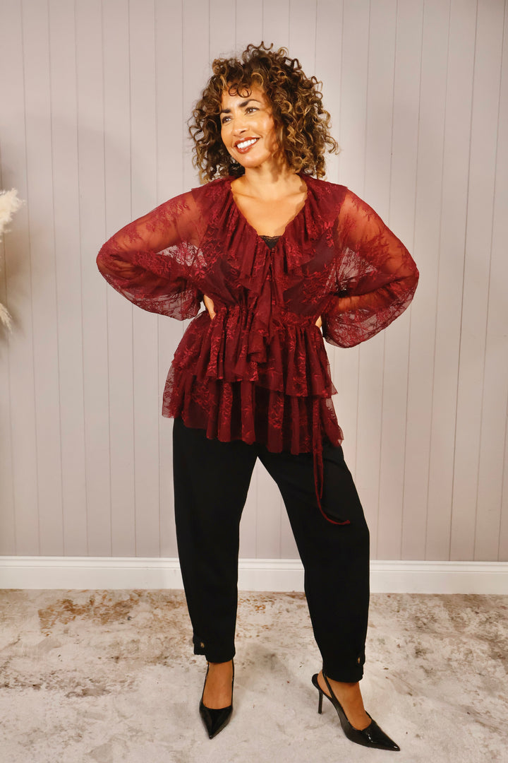 Giovanna Lace Blouse Burgundy