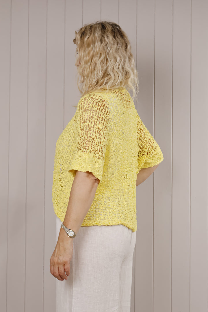 Pippa Popcorn Cardigan Lemon