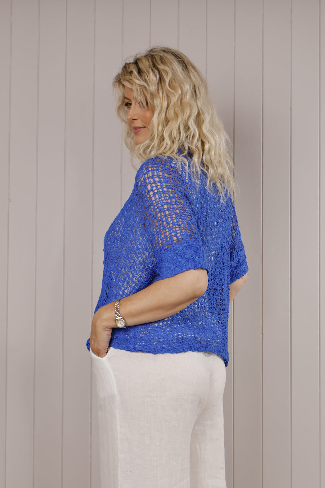 Pippa Popcorn Cardigan Royal Blue