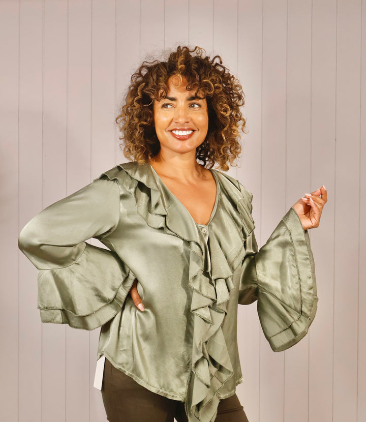 Rosalind Ruffle Blouse Sage