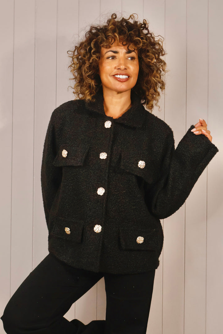 Margot Boucle Pocket Jacket Black