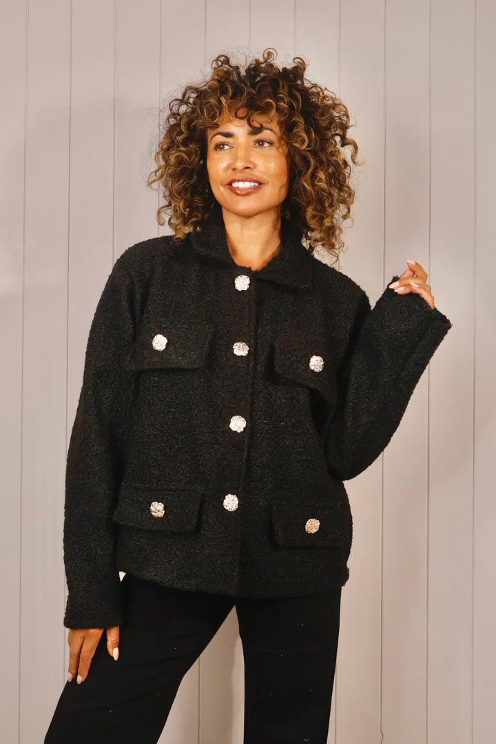 Margot Boucle Pocket Jacket Black