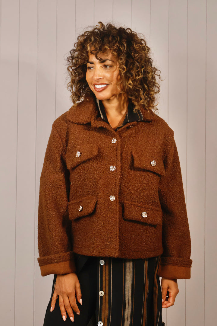 Margot Boucle Pocket Jacket Brown