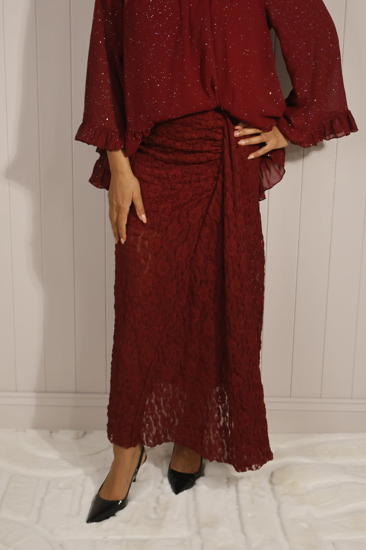 Silvana Lace Skirt Burgundy