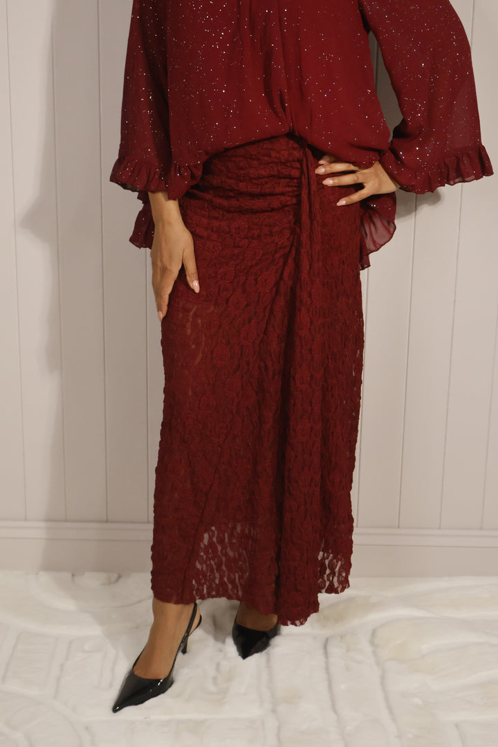 Silvana Lace Skirt Burgundy