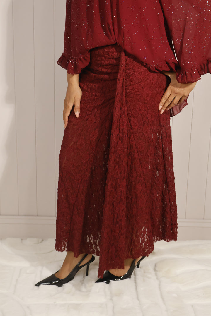Silvana Lace Skirt Burgundy
