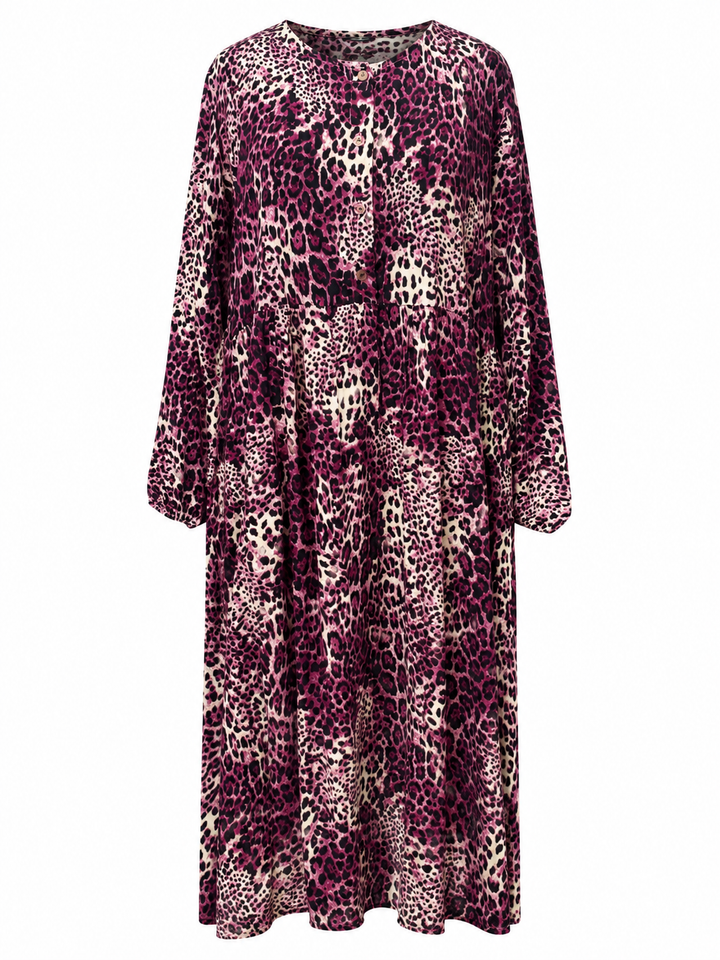 Charlotte Leopard Midi Dress Purple