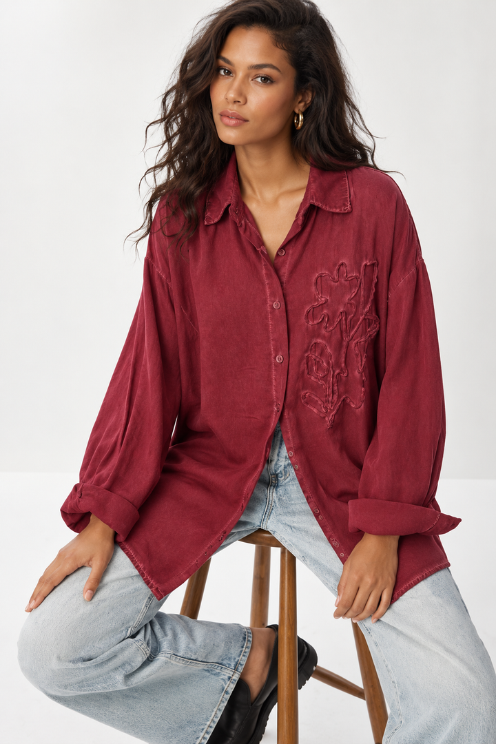 Antique Floral Shirt Cranberry