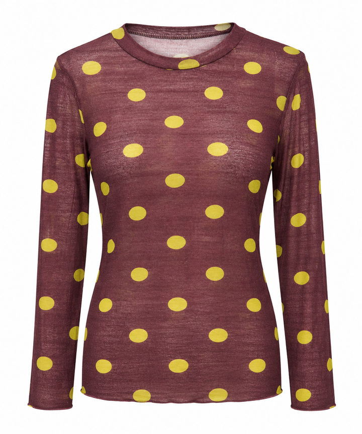 Polka Dot Cashmere Top Plum