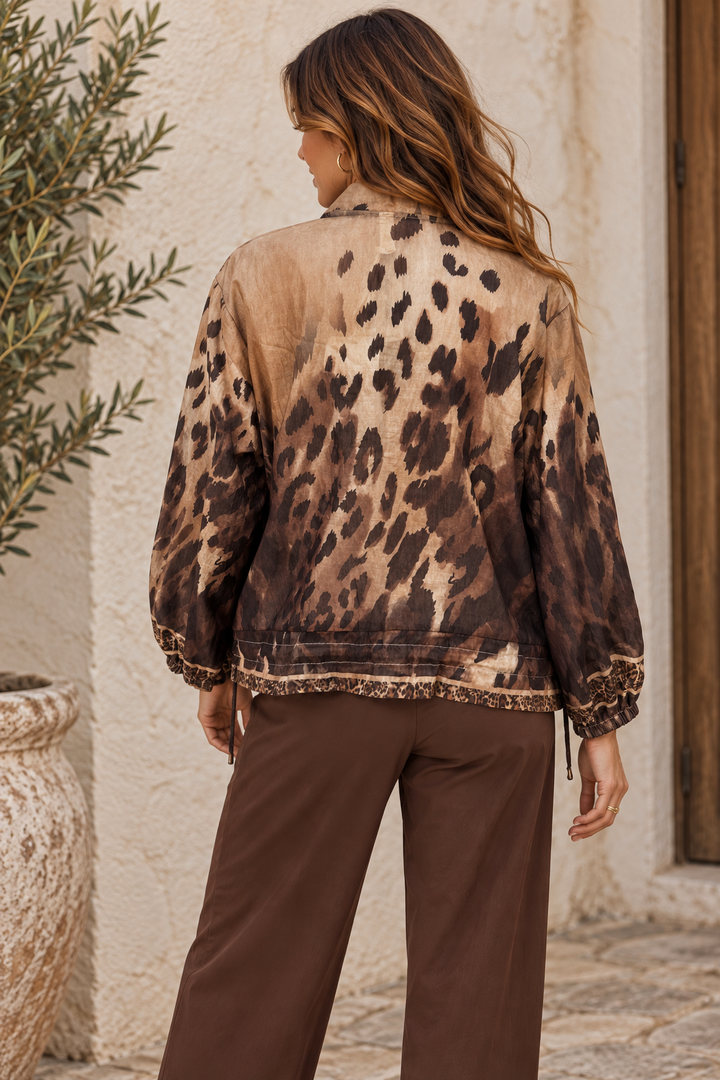 Sabrina Leopard Zip Jacket Chocolate