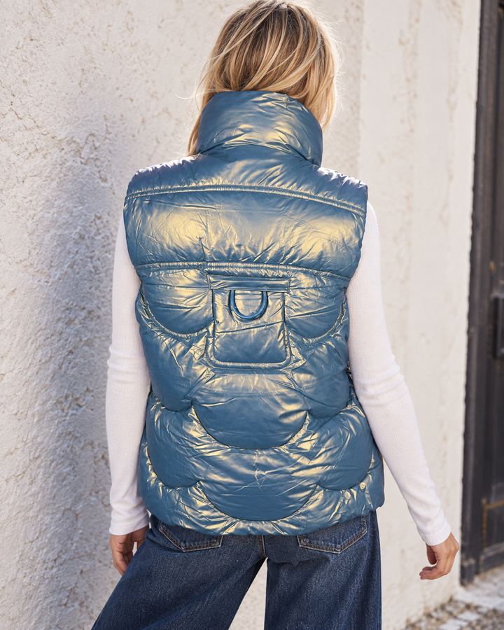 Puffer Gilet Metallic Silver