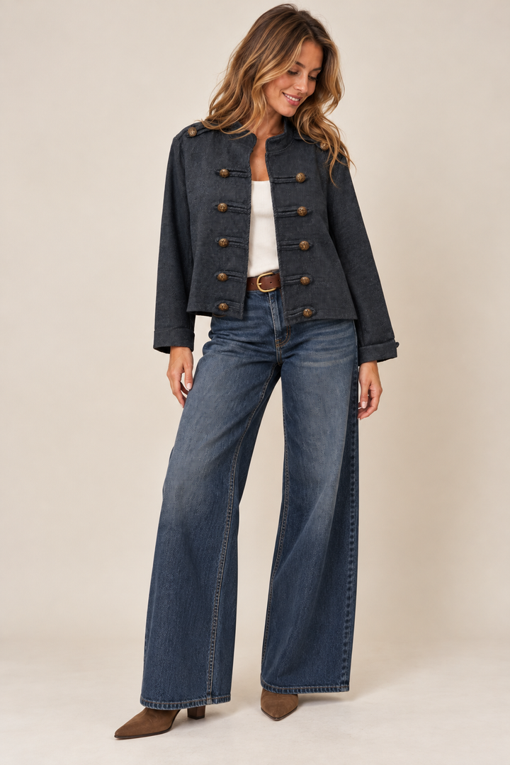 Vintage Military Cropped Jacket Denim