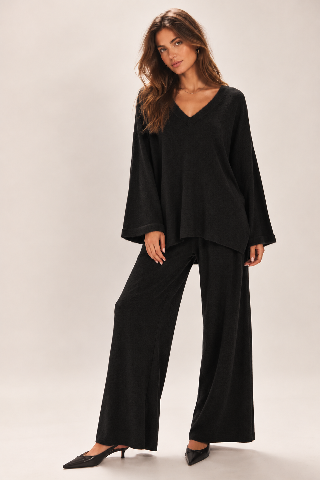 Cassidy V-Neck Co-Ord Black
