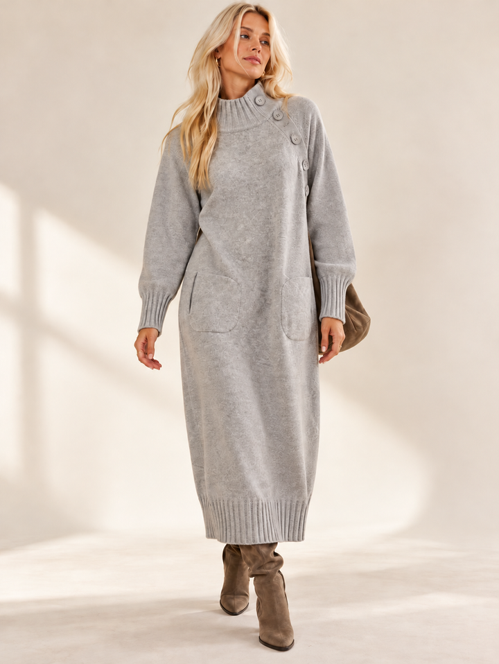 Stella Button Jumper Dress Grey