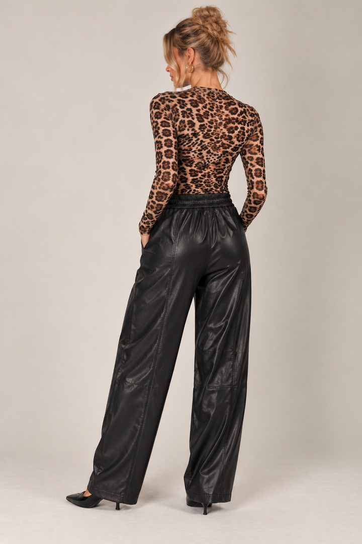 Leopard Print Cashmere Top Beige