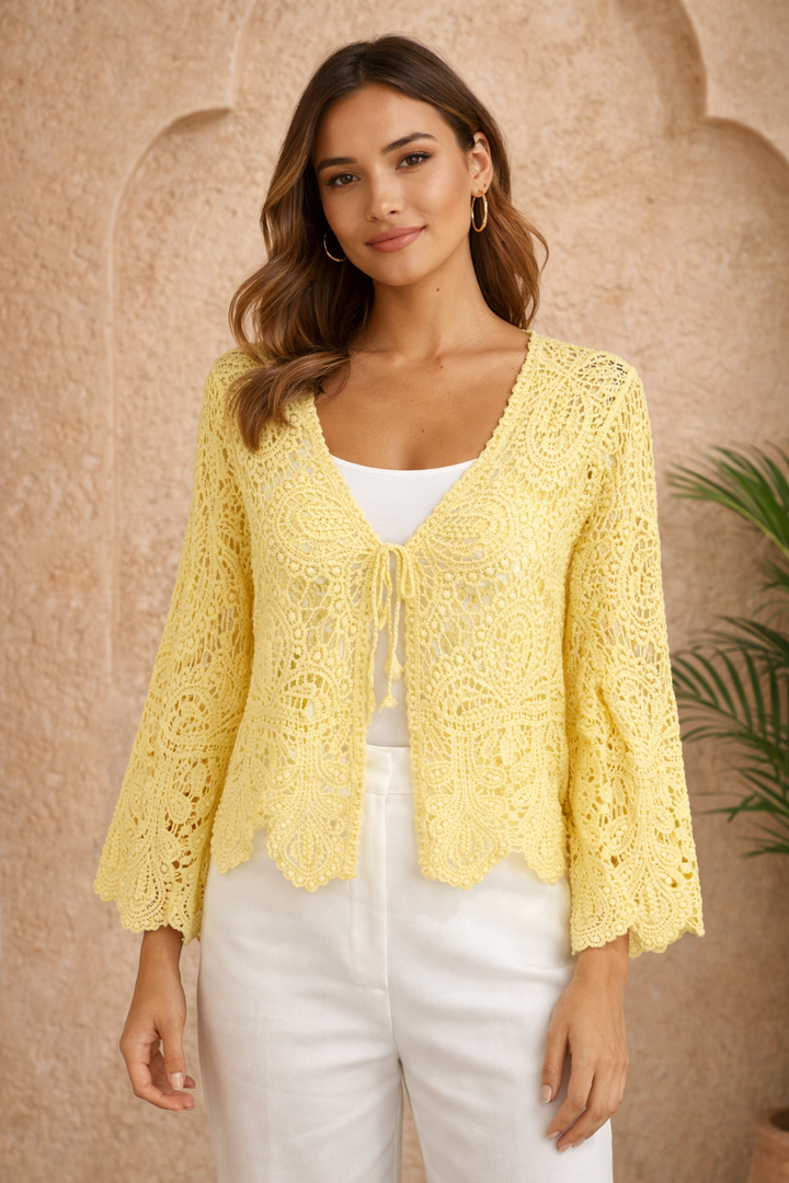 Cyra Crochet Cardigan Lemon