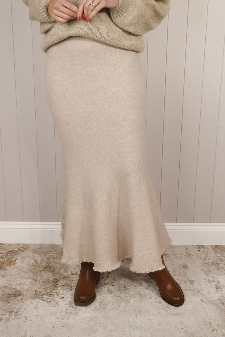 Delphine Knit Skirt Beige