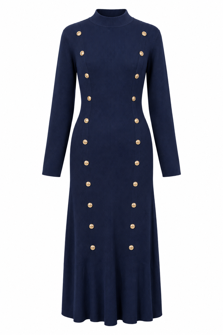 Melinda Military Knit Dress Navy