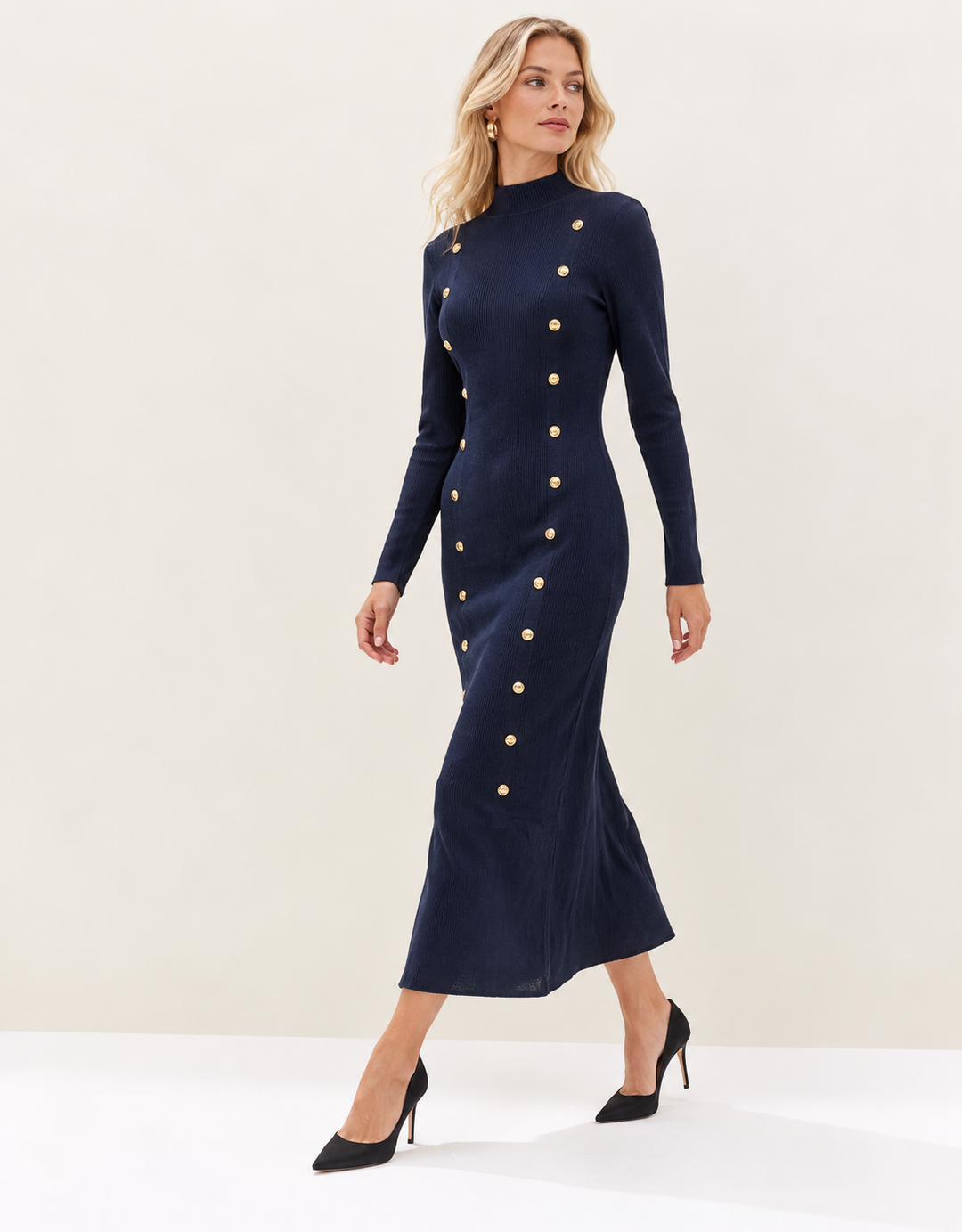 Melinda Military Knit Dress Navy