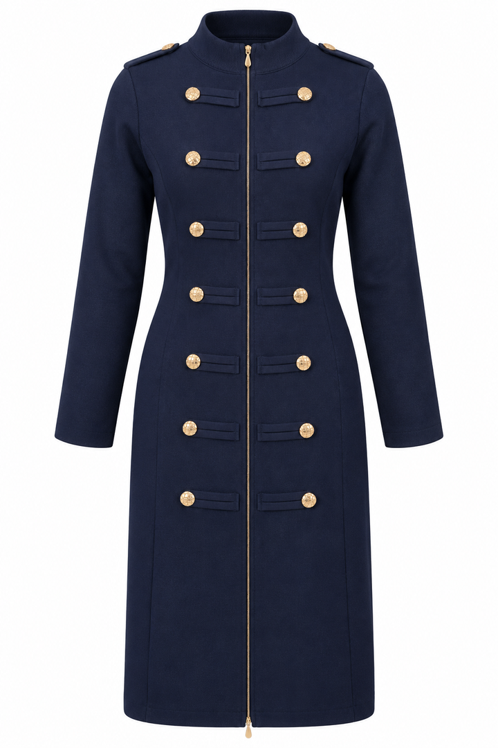 Marcia Military Zip Dress Navy