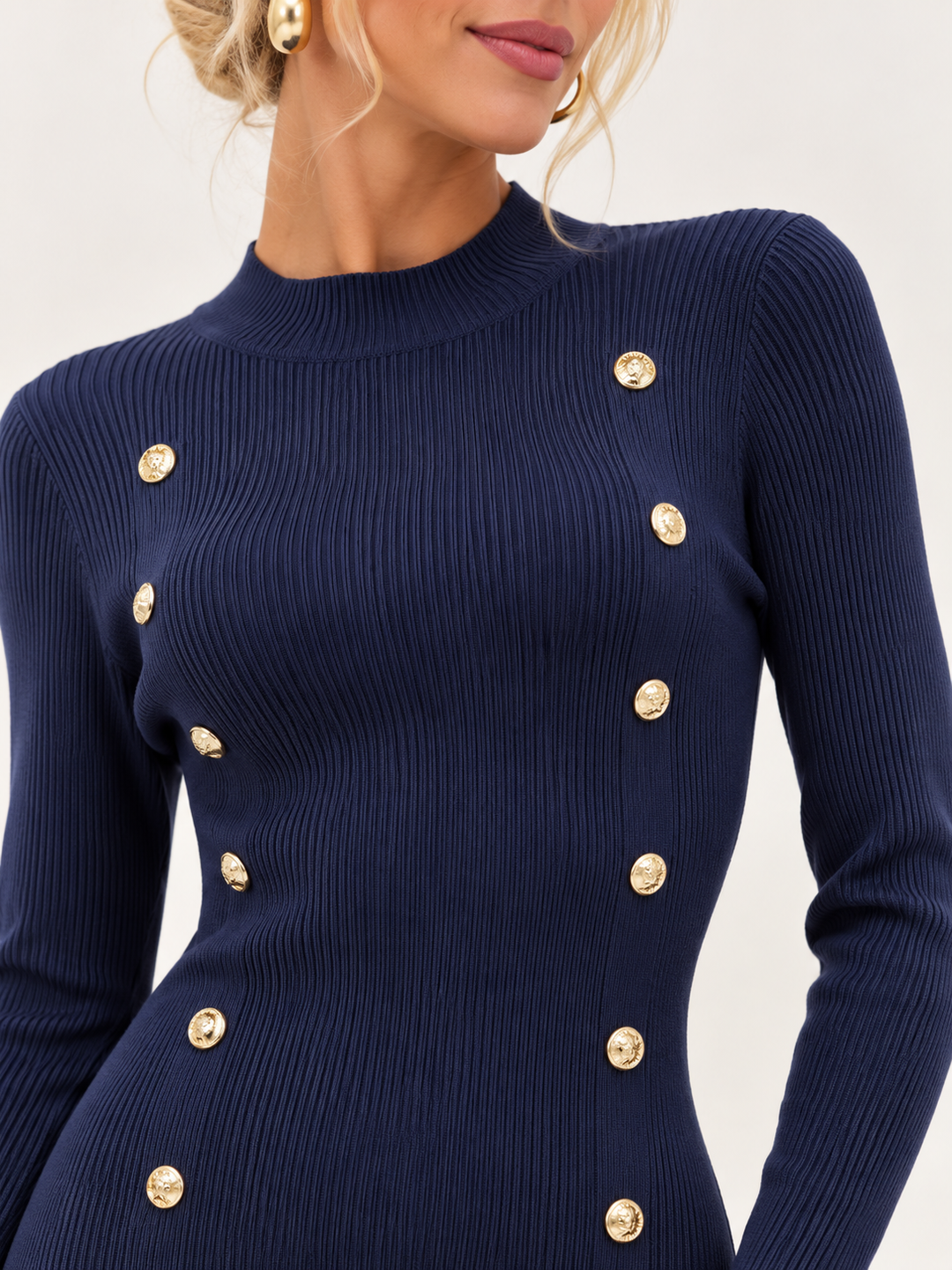 Melinda Military Knit Dress Navy