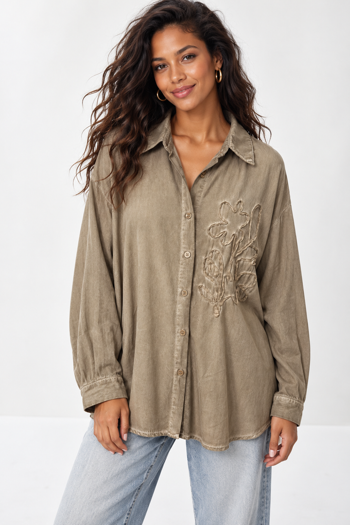 Antique Floral Shirt Latte