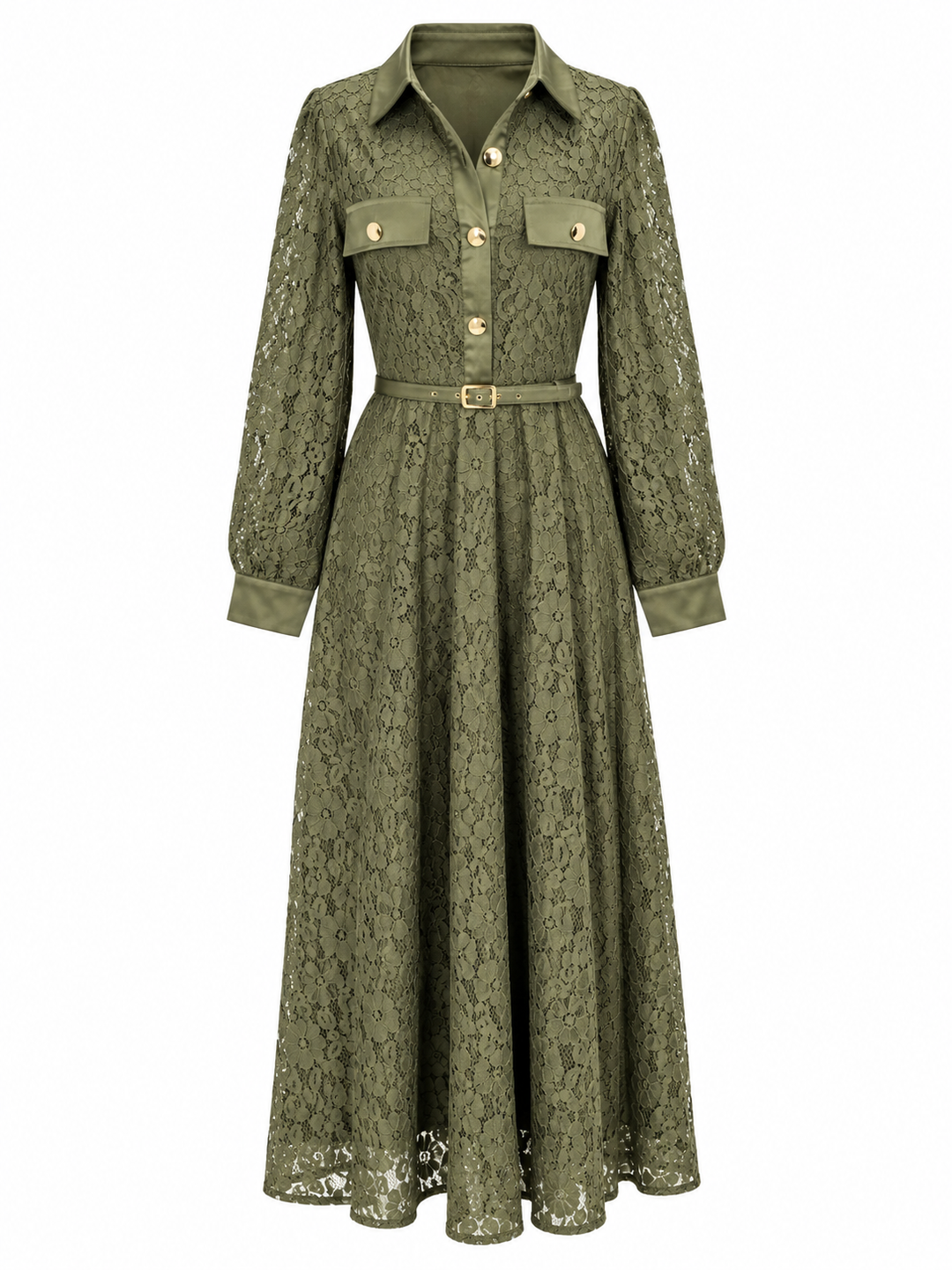 Vintage Romance Lace Dress Olive