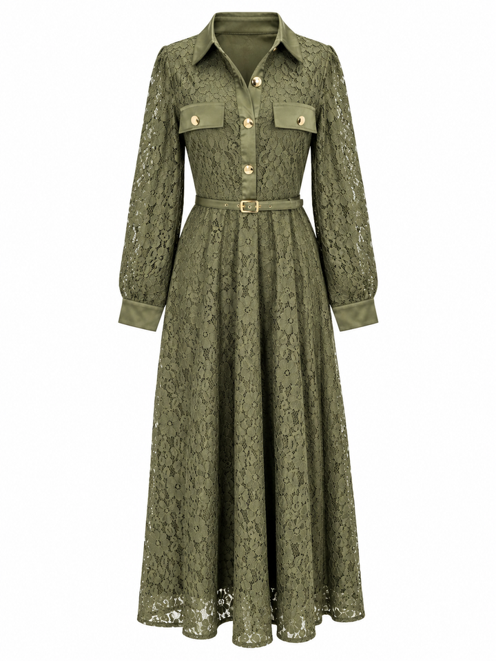 Vintage Romance Lace Dress Olive