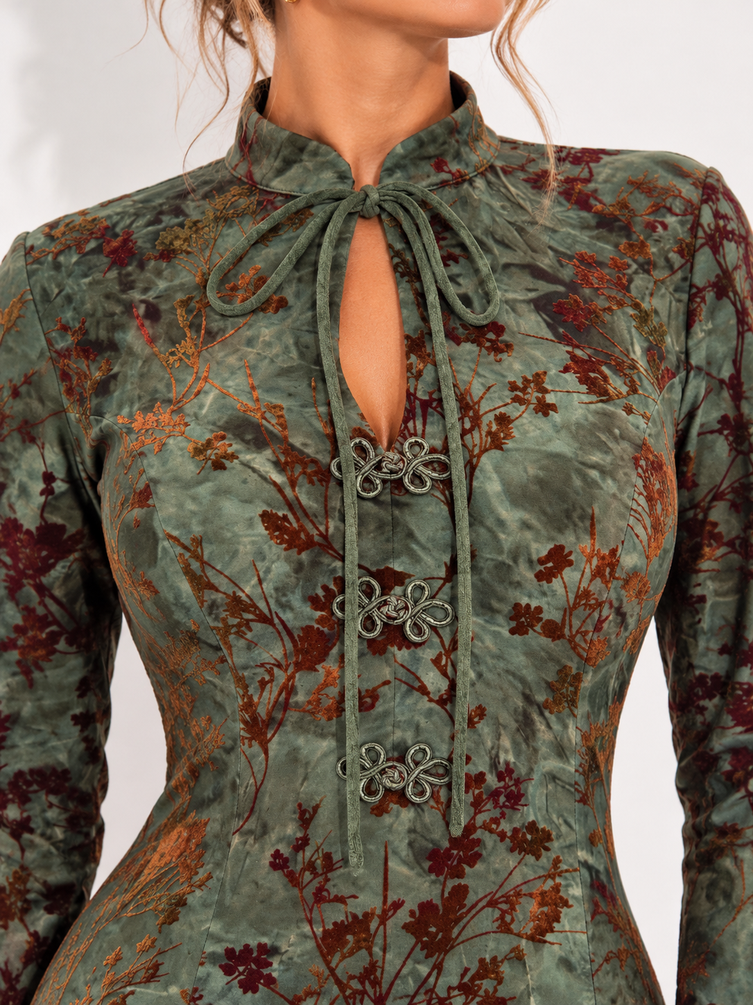 Oriental Blossom Dress Dark Moss – Goose Island