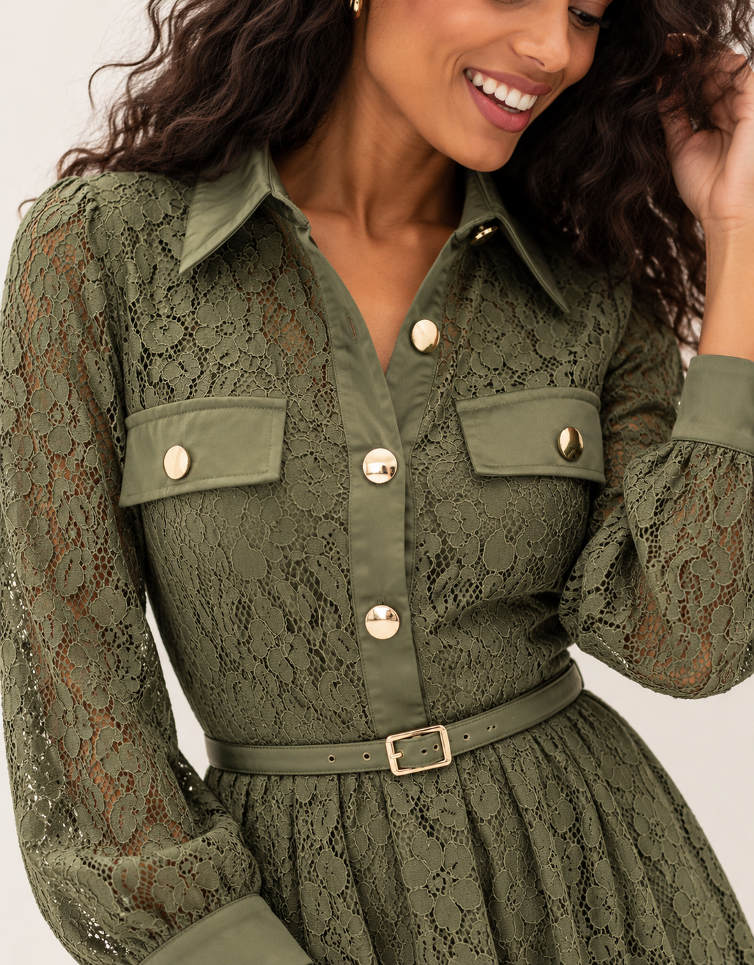 Vintage Romance Lace Dress Olive
