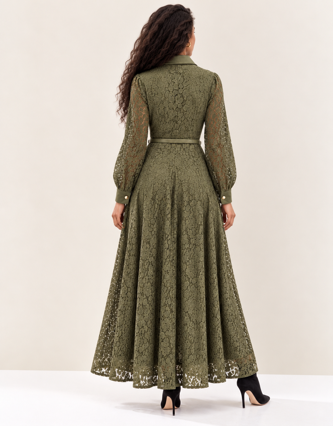 Vintage Romance Lace Dress Olive