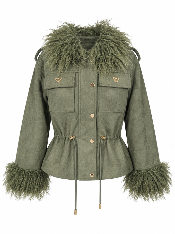 Rebel Luxe Faux Suede Jacket Khaki